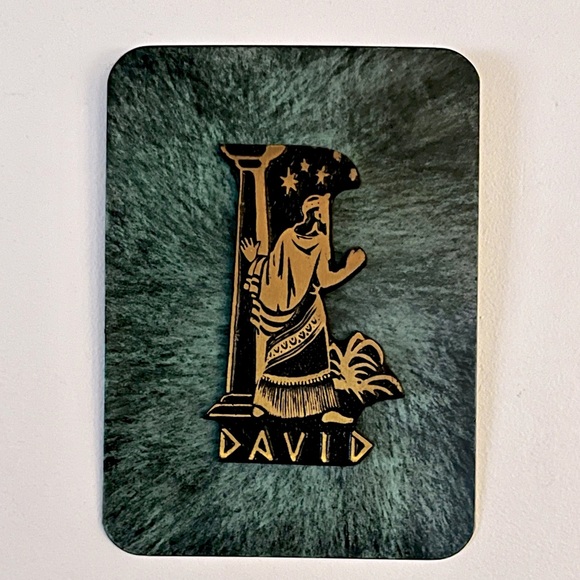 Vintage Mid Century King David Of Judaism Green Brass/ Bronze Wall Mount - Picture 1 of 7